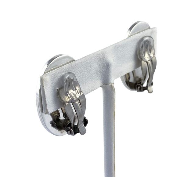 Vintage Mexico Sterling Silver 925 Swirl Oxidized Oval Clip On Earrings - Picture 7 of 11